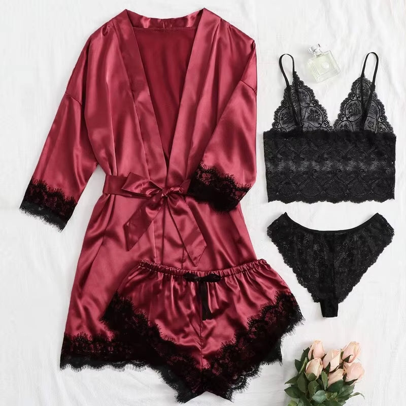 4-Pcs Lace Lingerie