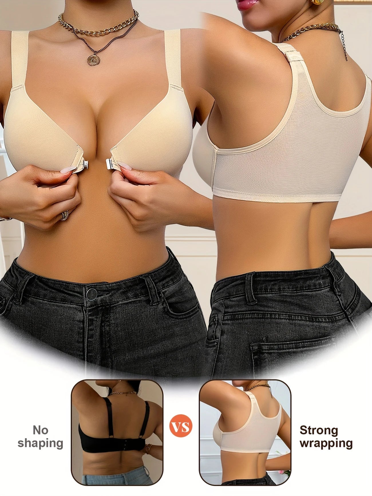 Seamless Support Bra – Front Closure for Women