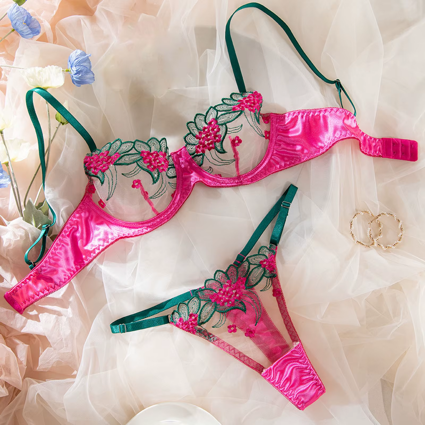 Floral Mesh Lingerie