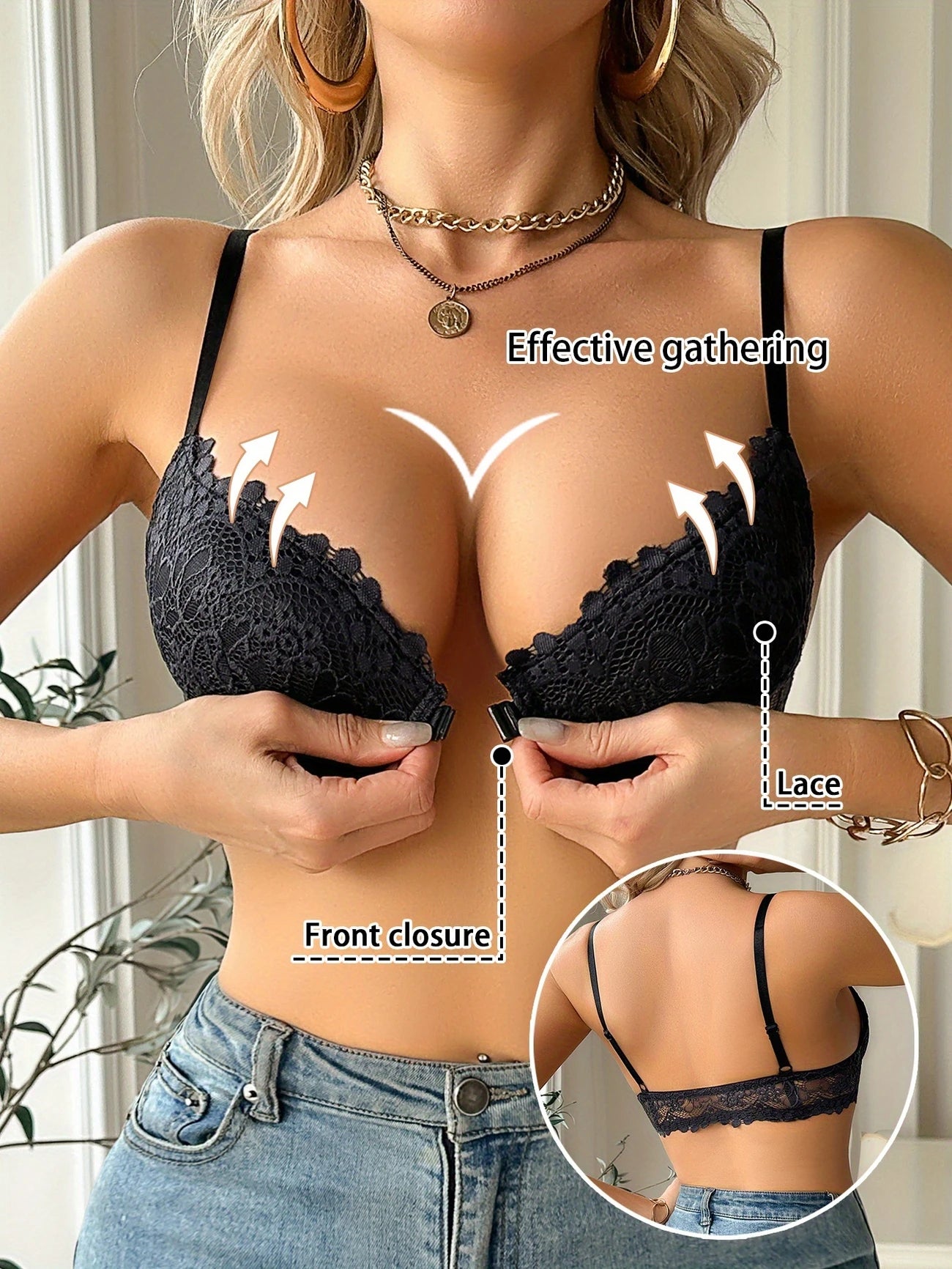 Black Lace Underwire Bra – No Padding