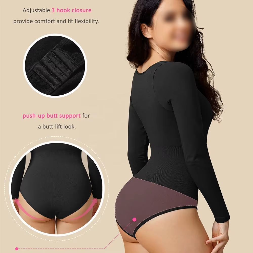 Women's Long Sleeve Tummy Control Bodysuit Shapewear