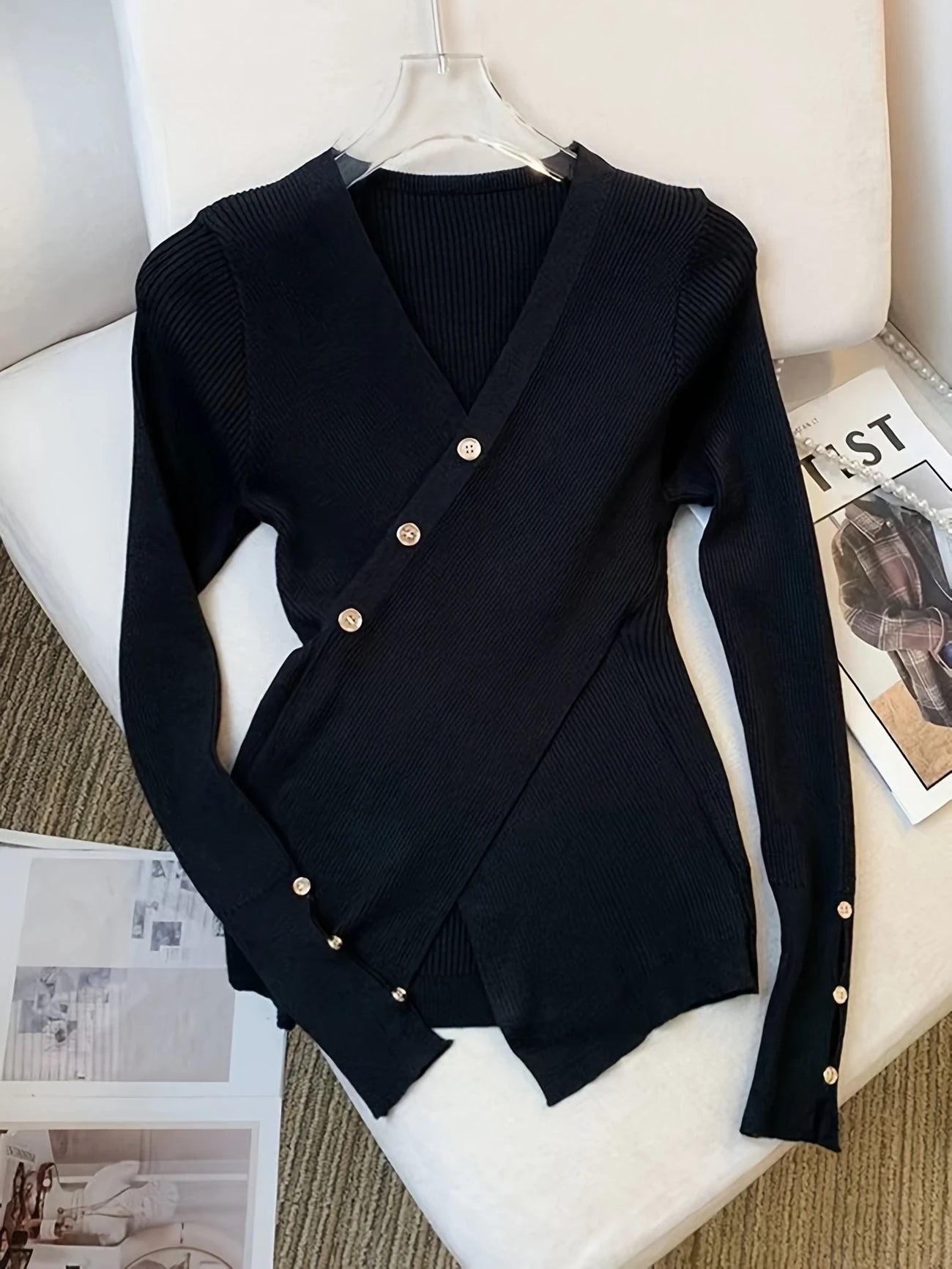 Long Sleeve Wrap Sweater – Cozy & Stylish