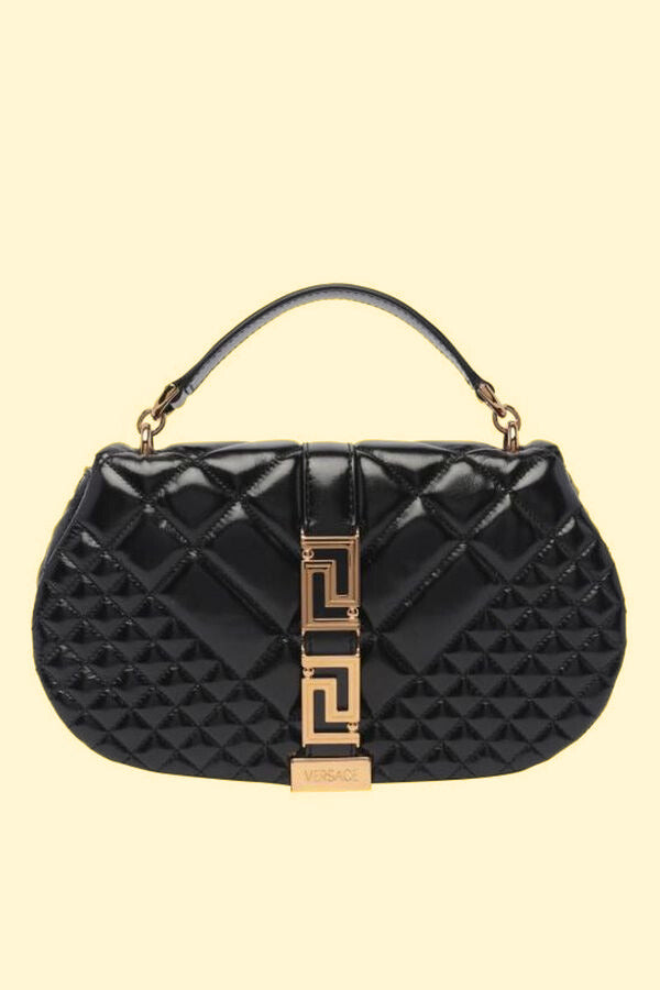 Versace Greca Goddess Medium Leather Top Handle Handbag