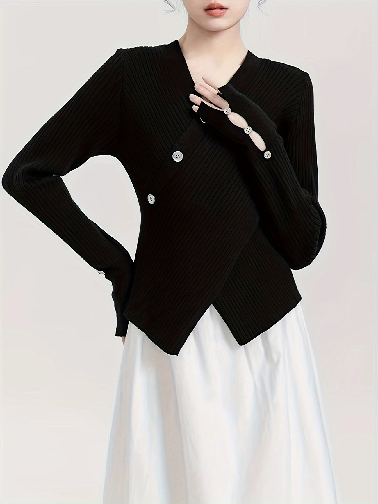 Long Sleeve Wrap Sweater – Cozy & Stylish