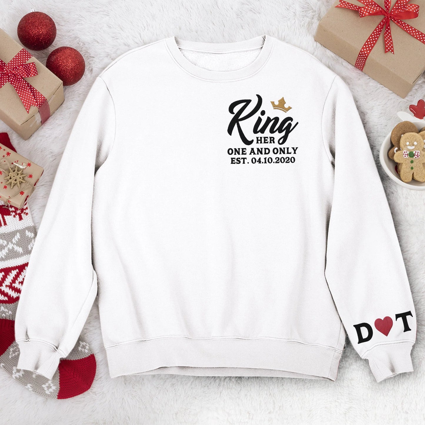 King and Queen Couple Custom Embroidered Sweatshirt