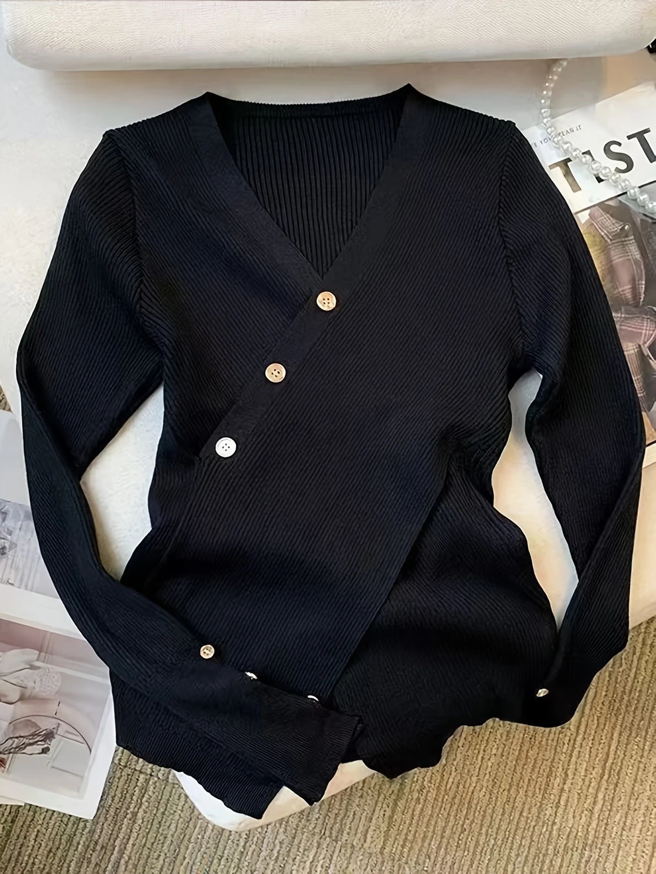 Long Sleeve Wrap Sweater – Cozy & Stylish