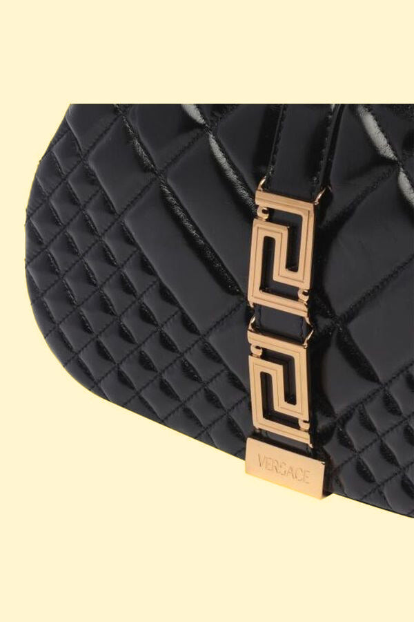 Versace Greca Goddess Medium Leather Top Handle Handbag