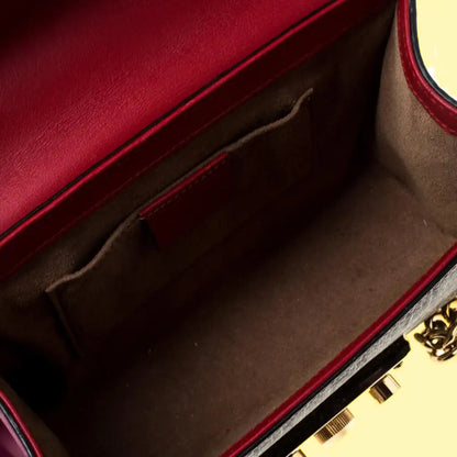 Gucci Red/Beige GG Supreme Canvas and Leather Padlock Small Shoulder Bag