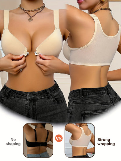 Seamless Support Bra – Front Closure for Women