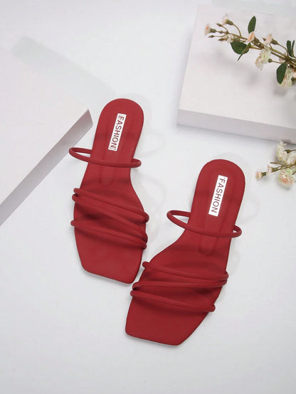 Square-Toe Flat Sandals