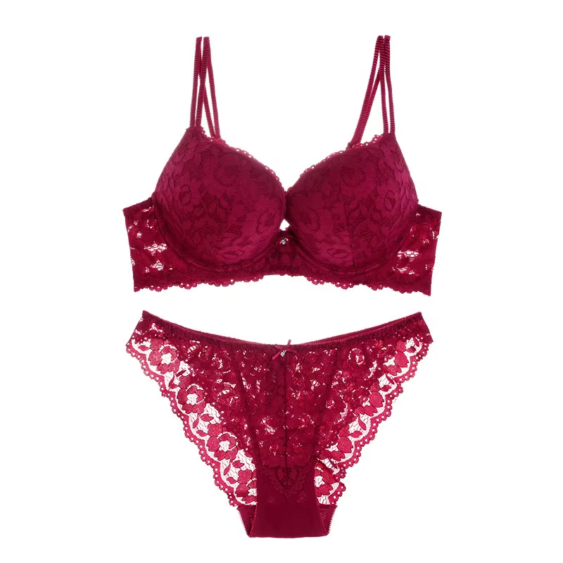 Sexy Push-Up Bra & Lace Panty Set - Elegant Women's Lingerie for Daily Wear