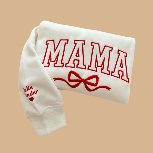 Customized Mama Bow Embroidered Sweatshirt