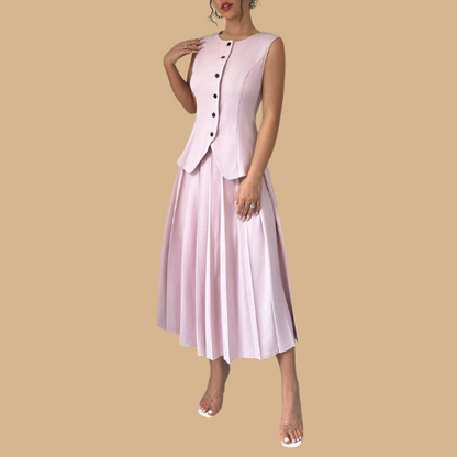 Vest & Pleated Skirt