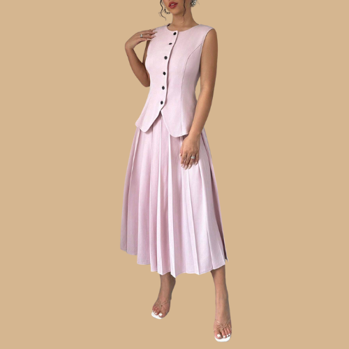 Vest & Pleated Skirt