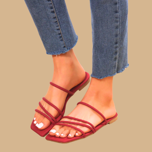 Square-Toe Flat Sandals