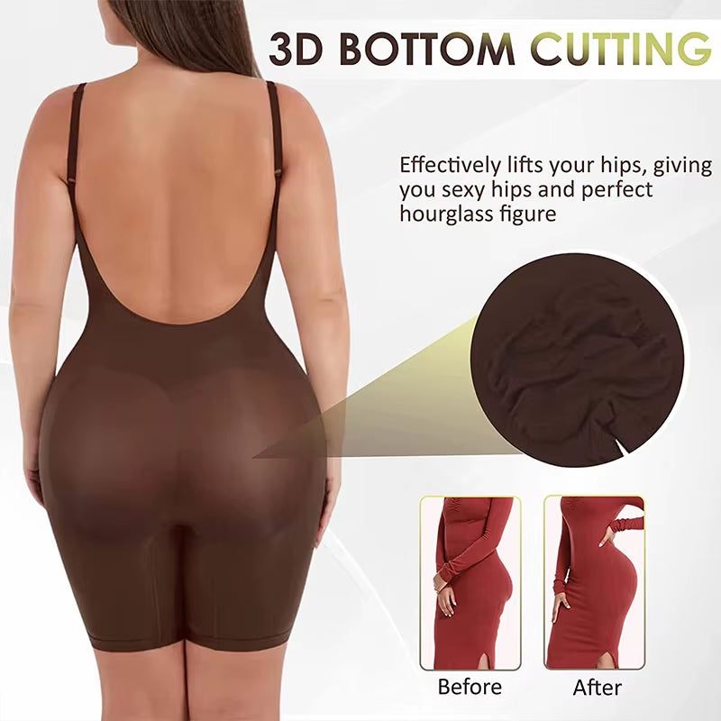 Women Backless Tummy Control Seamless Bodysuit Shapewear