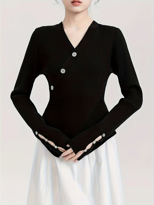 Long Sleeve Wrap Sweater – Cozy & Stylish