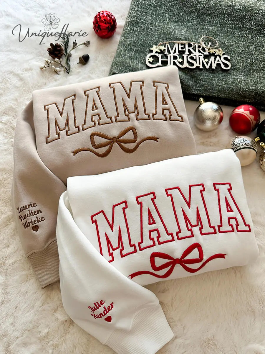 Customized Mama Bow Embroidered Sweatshirt