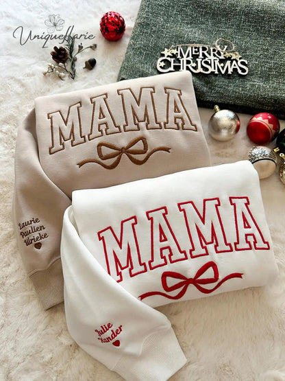 Customized Mama Bow Embroidered Sweatshirt