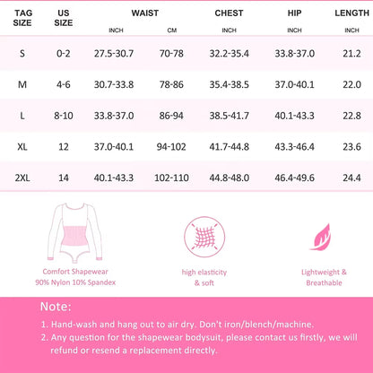 Women's Long Sleeve Tummy Control Bodysuit Shapewear