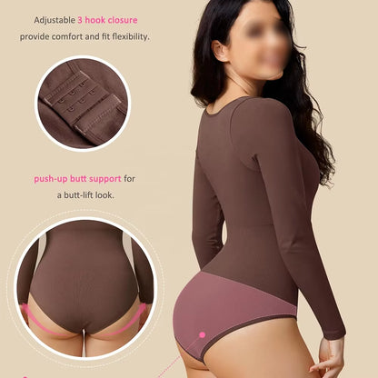 Women's Long Sleeve Tummy Control Bodysuit Shapewear