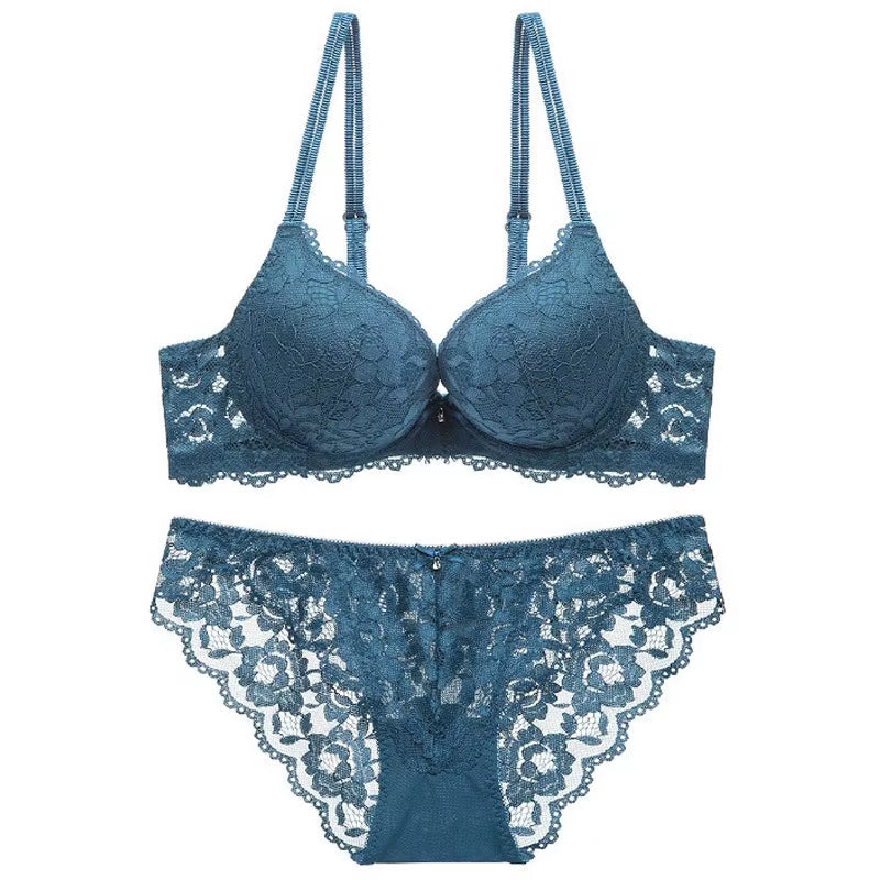 Sexy Push-Up Bra & Lace Panty Set - Elegant Women's Lingerie for Daily Wear