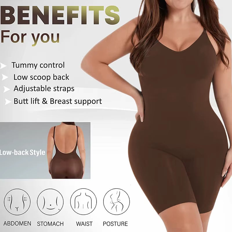 Women Backless Tummy Control Seamless Bodysuit Shapewear