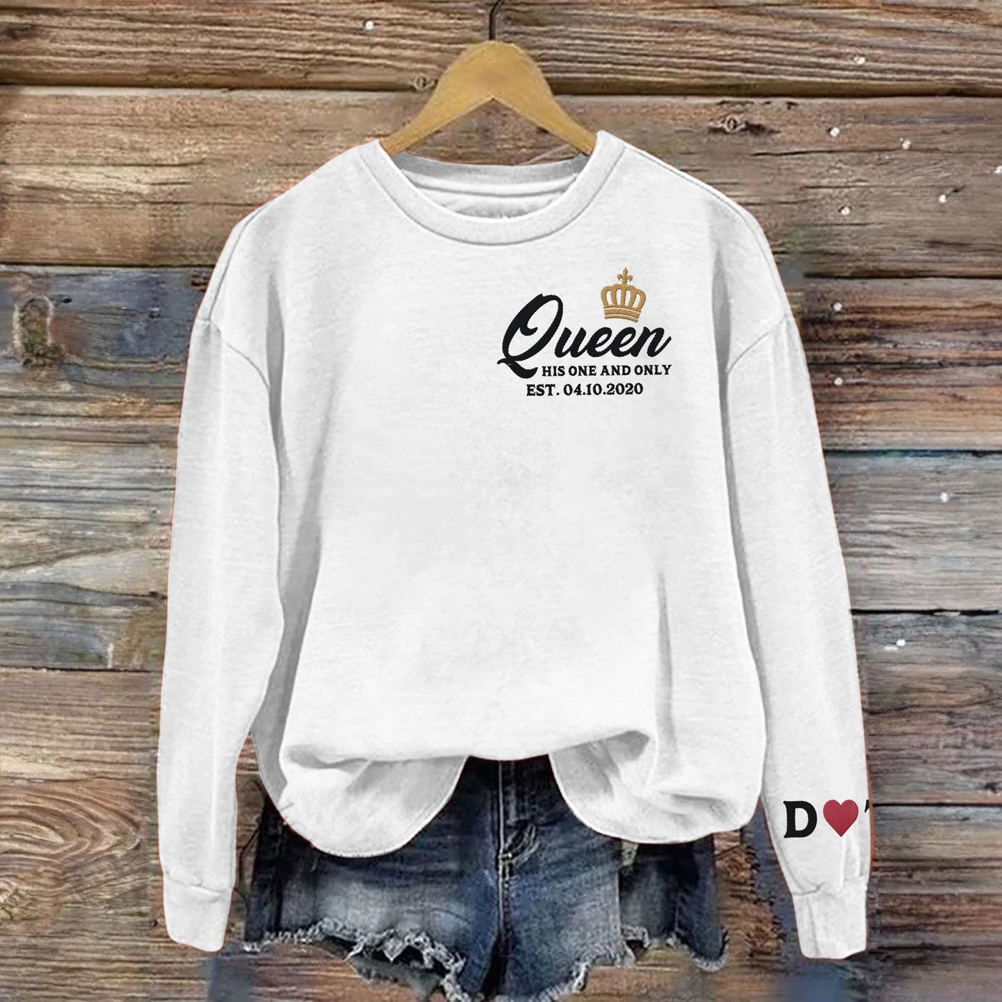 King and Queen Couple Custom Embroidered Sweatshirt
