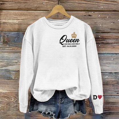 King and Queen Couple Custom Embroidered Sweatshirt