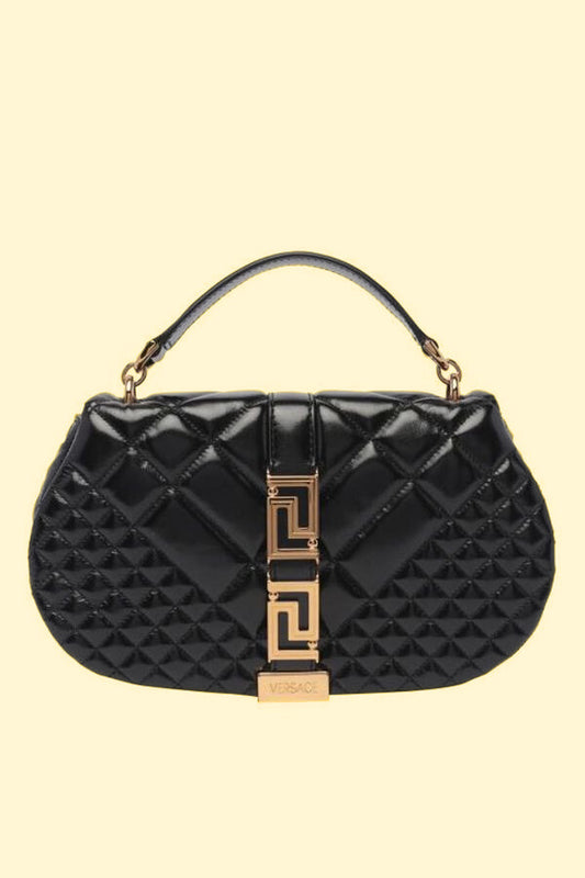 Versace Greca Goddess Medium Leather Top Handle Handbag