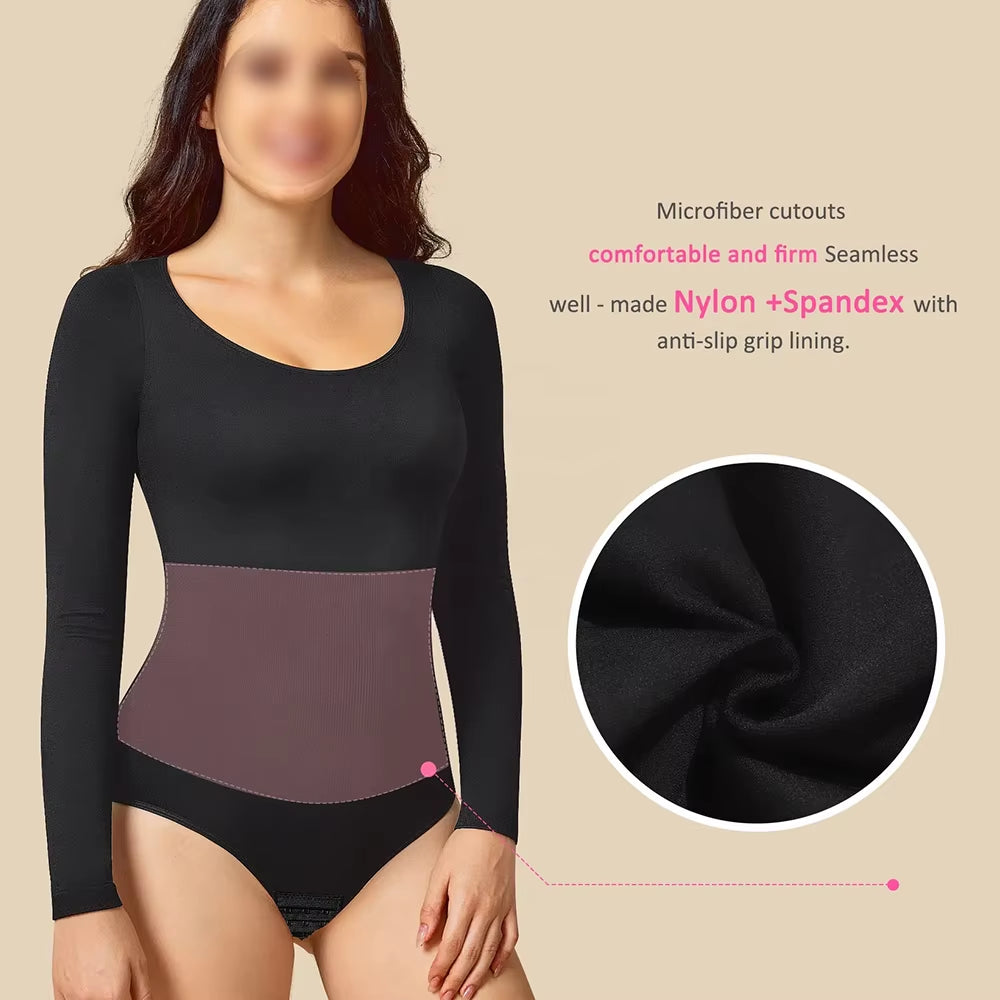 Women's Long Sleeve Tummy Control Bodysuit Shapewear