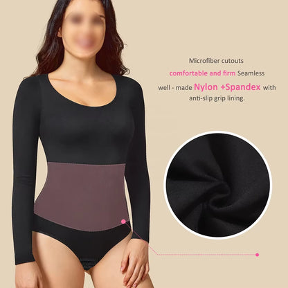 Women's Long Sleeve Tummy Control Bodysuit Shapewear