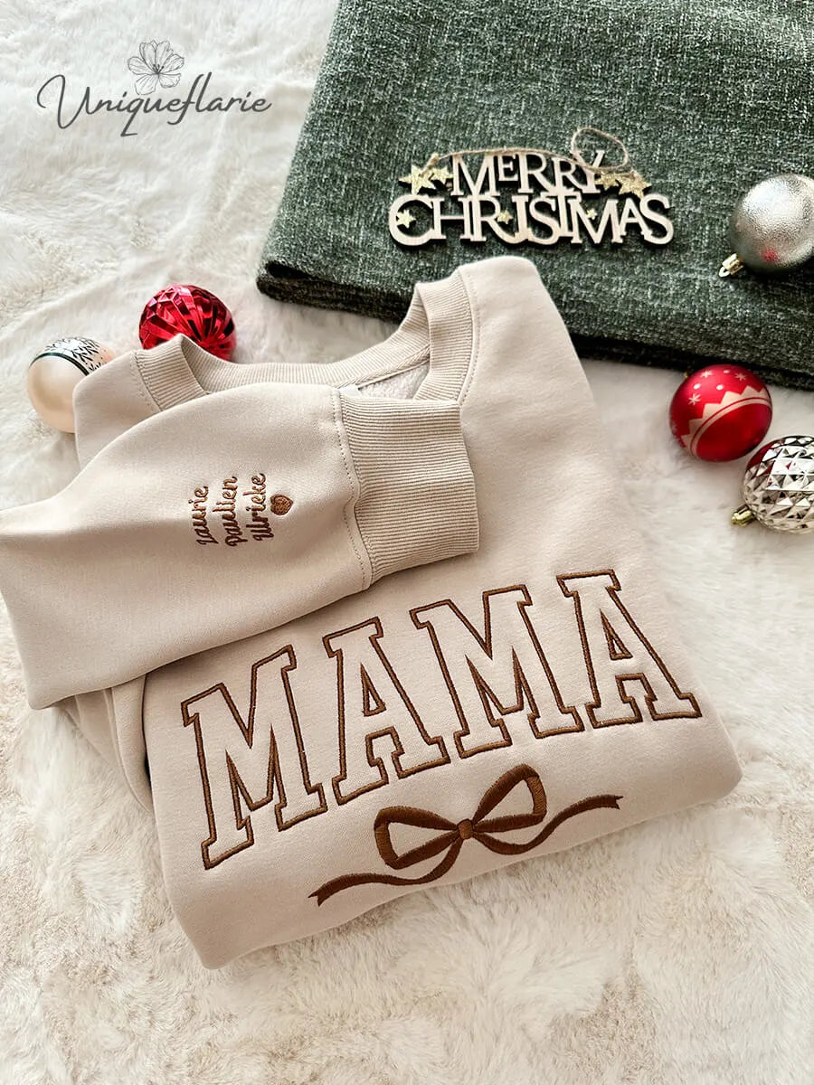 Customized Mama Bow Embroidered Sweatshirt