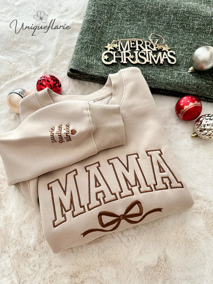 Customized Mama Bow Embroidered Sweatshirt
