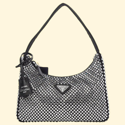 Prada Re-Edition Satin mini-bag with crystals