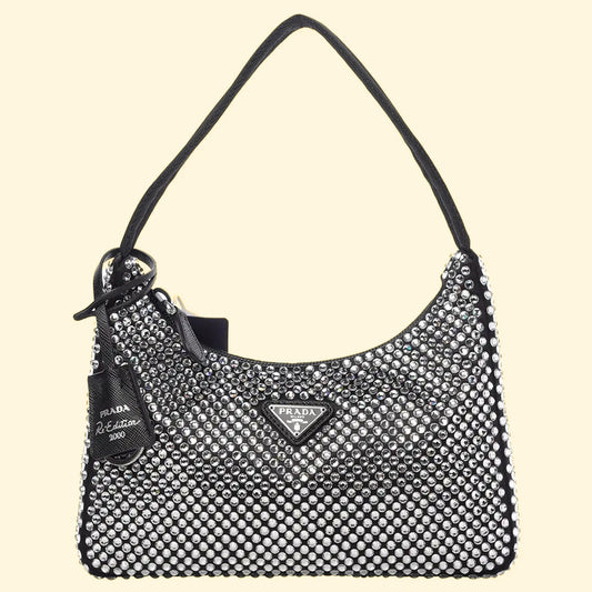 Prada Re-Edition Satin mini-bag with crystals