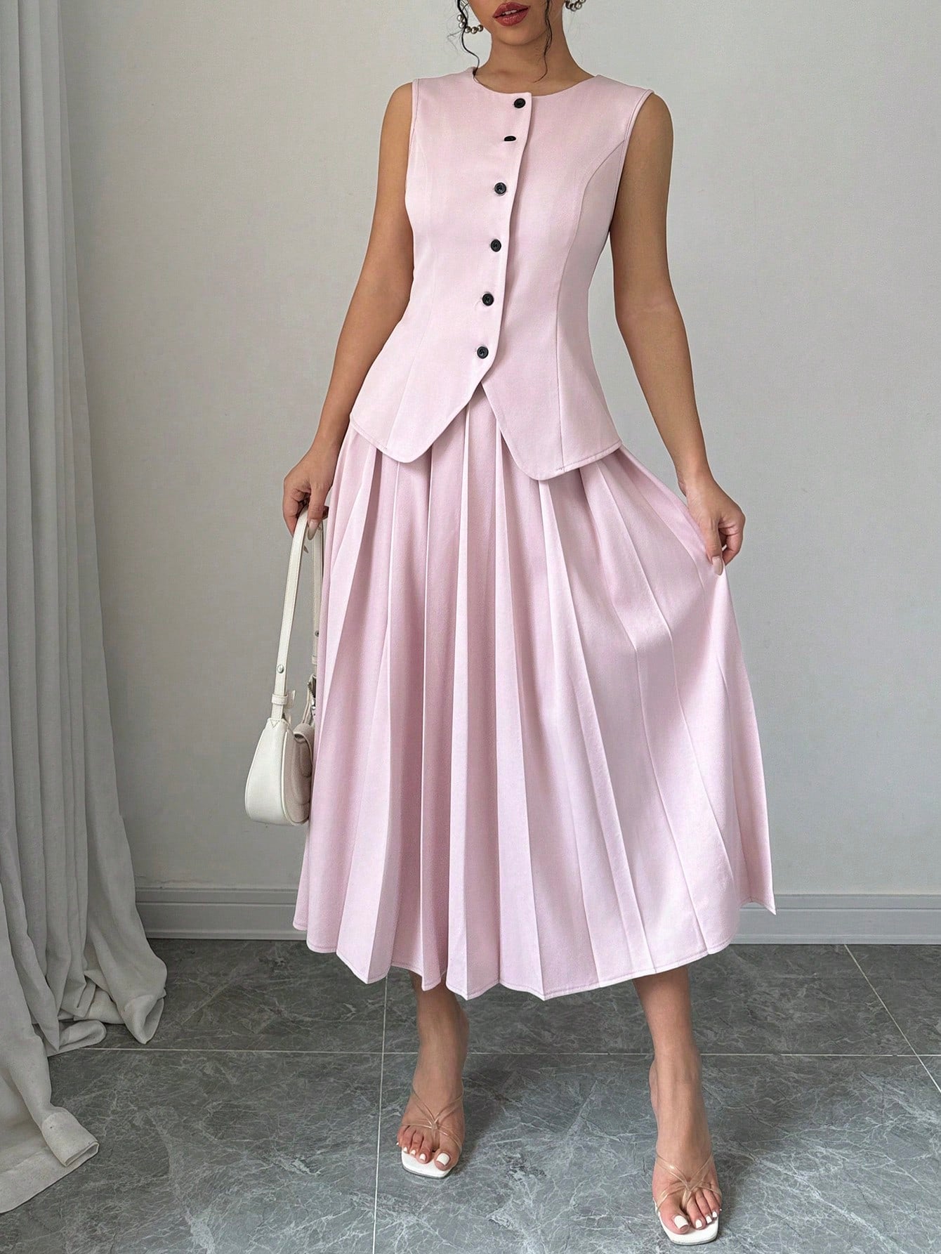 Vest & Pleated Skirt